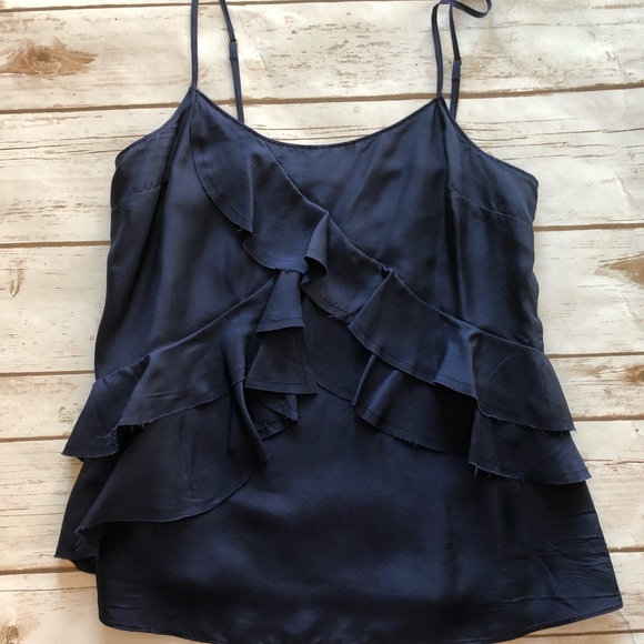 Banana Republic Tops - 🎆Banana Republic silk navy tank with ruffles🎇